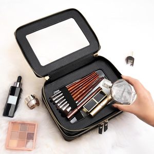 PVC Travel Double Layer Clear Makeup Organizer Portable Wash Bag Clear PU <b>Vanity</b> <b>Cases</b> - Product Image 4