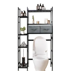 GL Multi Tier Eco-Friendly Storage Organizer Over Toilet Bamboo Rack for Bathroom Storage Shelf Bamboo Over Toilet Rack Shelf