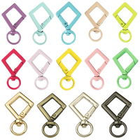 Porte-clés en forme de losange avec ressort, mousqueton en métal coloré, accessoires DIY