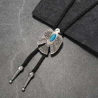 Vintage Aigle Bolo Cravate Pendentif Turquoise Ornement Hommes Mariage En Alliage De Zinc En Cuir Corde Lariat Collier