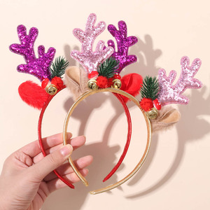 Serre-tête de Noël fait main transfrontalier, motif bois de <span class=keywords><strong>cerf</strong></span>, clochette et paillettes, pour adultes et enfants, accessoire de fête pour <span class=keywords><strong>cheveux</strong></span> - Product Image 2