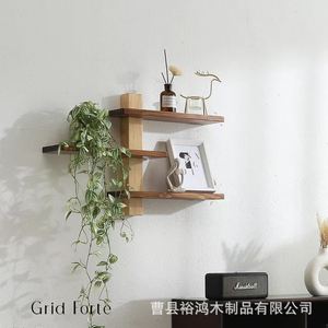 Cross-border wooden <b>wall</b> <b>shelf</b> for home decorations, entryway display, <b>wall</b> storage rack, <b>wall</b>-<b>mounted</b> decorative rack - Product Image 2