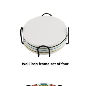 メーカー用品ダブルティア8ピースセットアイアンラックサポートセラミックコースター6ピースセット収納ラックメタル - Product Image 4