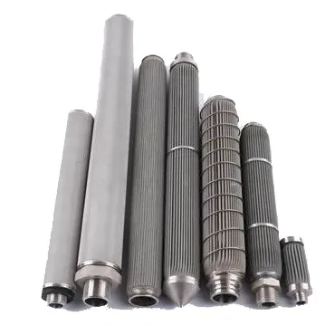 Elemento de filtro de aceite de vapor plisado en tubo cilindro vela de metal en polvo 10 pulgadas 40 pulgadas filtros de acero inoxidable sinterizados de precisión