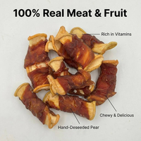 Friandises à mâcher riches en protéines pour chiens, à base de viande de canard séchée, enrichies en vitamines et minéraux, enrobées de canard et de poire, vente en gros