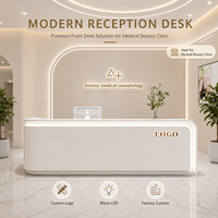 Mostrador de Recepción Plegable de Madera, Resistente a las Manchas, Moderno y de Lujo, con Luz LED para Salón de Belleza, Hotel, Escuela y Hospital