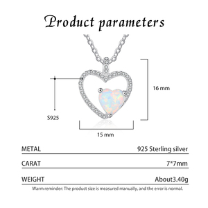 Collares minimalistas con colgante de ópalo en forma de corazón de plata de ley S925 para mujer, joyería de compromiso de moda, regalo. - Product Image 3