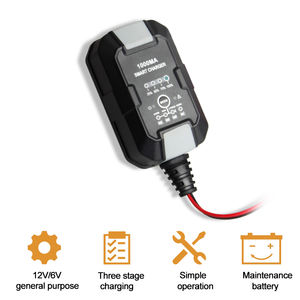 <span class=keywords><strong>Chargeur</strong></span> de batterie intelligent 1000 mA 6V/12V pour batteries Lithium/AGM/EFB/GEL/Plomb-Acide, charge en 3 étapes, 6 protections pour voiture, scooter, électrique - Product Image 3