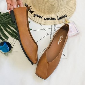 Ladies PU Leather <b>Soft</b> Comfortable Ballet Flats Breathable Anti-Slip Square Toe Slip-On Fashion Trend Spring <b>Shoes</b> - Product Image 5