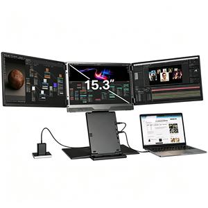 Écran d'extension pour ordinateur <span class=keywords><strong>portable</strong></span> 15,3 pouces, moniteur triple écran 1200P FHD IPS, station de travail mobile à quatre <span class=keywords><strong>écrans</strong></span>, moniteur <span class=keywords><strong>portable</strong></span> pour ordinateur <span class=keywords><strong>portable</strong></span> - Product Image 1