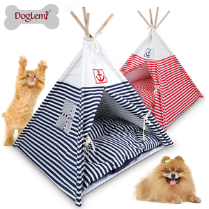 Indien Pliable Rayure Tente Chien <span class=keywords><strong>Chat</strong></span> Chenil Nid En Bois Pour Animaux De Compagnie Chiot <span class=keywords><strong>Igloo</strong></span> Maison - Product Image 2