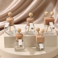 En stock – Bouteille diffuseur de parfum pour voiture en verre mat de 8 ml avec bouchon en bois et clip de ventilation – Ornement parfumé