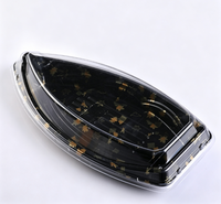 Barquette alimentaire transparente en PET pour emporter, emballage en forme de bateau pour sushis avec couvercle, pour restaurants et hôtels