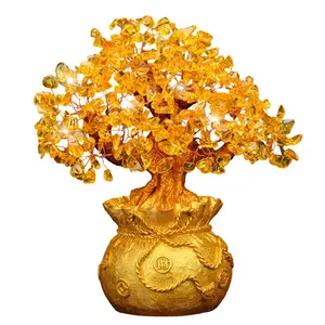 Natural Topaz Citrine Money Tree Wedding Stage Decoration Crystal