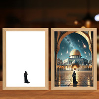 Lampe murale LED 4D musulmane, série religieuse, art islamique Allah, croix, décoration murale, cadre photo en plastique double face