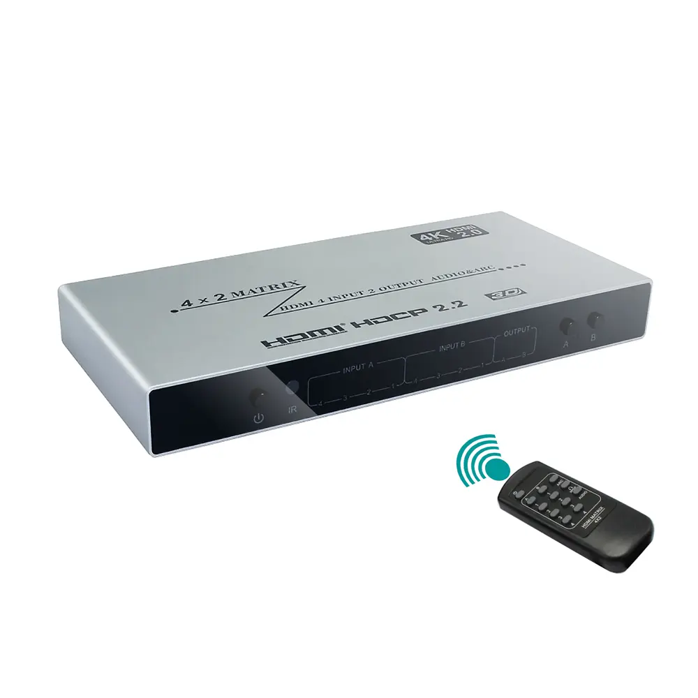 4Kx2K 3D 4 Input 2 Output HDMI Matrix 4x2 Video Switcher Support 1080P HDMI 4 In 2 Out HDMI Splitter With Remote Control