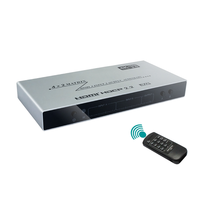 4Kx2K 3D 4 Input 2 Output HDMI Matrix 4x2 Video Switcher Support 1080P HDMI 4 in 2 Out HDMI Splitter With Remote Control