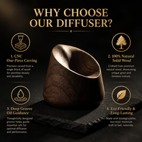 Diffuseur d'aromathérapie en bois sculpté monobloc, diffuseur de parfum en bois massif pour huiles essentielles, accessoire de bureau haut de gamme