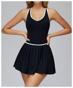 Спортивная одежда 2 в одном с цветными блокировками, женская одежда для занятий спортом и игры в гольф, сексуальное Плиссированное теннисное платье с шортами - Product Image 2