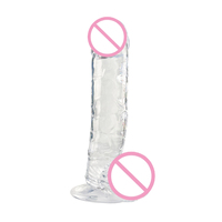 Consolador realista de TPE transparente barato de 6, 7, 8 y 9 pulgadas con ventosa, pene suave, juguete sexual para adultos para mujeres, hombres, principiantes homosexuales