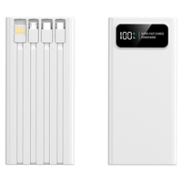 Chargement super rapide 10W QC affichage LED li-polymère batterie externe 20000mah chargeur portable câbles intégrés logo personnalisé