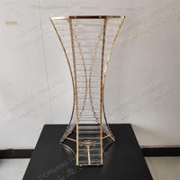 Support de table moderne en métal noir réversible pour centre de table de luxe, vase à fleurs pour mariages et événements (vente en gros)