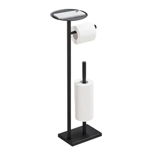 2024 nuevo soporte de papel higiénico Vertical de acero inoxidable soporte de papel higiénico antiadherente duradero para baño con bandeja - Product Image 2