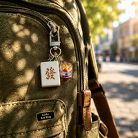 Porte-clés Mahjong Fa avec dés, porte-clés porte-bonheur chinois, breloque de sac, cadeau souvenir, vente en gros