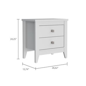 Amara Nightstand White Two <b>Drawer</b> Storage <b>Side</b> <b>Table</b> Bedroom Furniture - Product Image 4