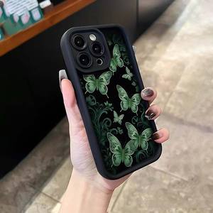 เคสโทรศัพท์มือถือ TPU กันกระแทกสไตล์เลนส์รูปผีเสื้อสีเขียวสำหรับ <span class=keywords><strong>Iphone8</strong></span> x XR XS 11 12 13 14 15 16 PRO MAX - Product Image 3