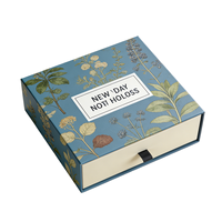 Boîtes de rangement personnalisées avec logo, motif floral bleu, emballage cadeau de luxe imprimé botanique, boîtes coulissantes en carton, vente en gros