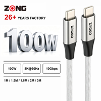 Câble USB3.2 USB-C 10 Gbps 100 W PD 4K/60 Hz en alliage d'aluminium tressé compatible avec ordinateur portable, moniteur, VR
