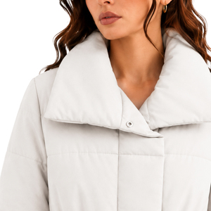 Manteau long matelassé élégant pour femme avec ceinture, motif quadrillé, coupe ample, chaud, idéal pour l'hiver et les trajets quotidiens, vêtement d'extérieur personnalisé - Product Image 5