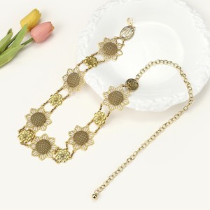 Cinturón de Cadena Metálica Vintage con <span class=keywords><strong>Flores</strong></span> para Mujer, Lujoso Cinturón Hueco con Diseño de Girasol, Cinturones de Vestir de Moda en Color Dorado, Joyería Corporal al por Mayor - Product Image 2