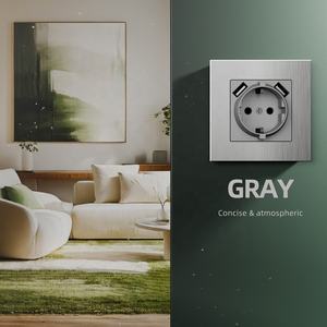 Modulare EU-Buchse Kombination aus 2 USB-Buchsen und Aluminium-Wand platte Shuko-Buchse mit USB-Typ-A-Anschlüssen für Deutschland-Stecker Schwarz - Product Image 4