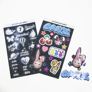 Adhesivo de PVC personalizado impermeable hoja de pegatinas de transferencia de vinilo lindo Animal de dibujos animados decorativo beso corte pegatina UV Perfume - Product Image 4