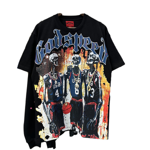 เสื้อยืดสตรีทแวร์หรูหราสำหรับผู้ชาย ผ้าฝ้าย 100% ถักแบบเรียบ ดีไซน์วินเทจลายหัวกะโหลก ล้างสีแบบแอซิด สไตล์ไฮสตรีท - Product Image 1