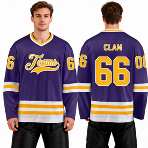 <span class=keywords><strong>Maillot</strong></span> de hockey japonais sur mesure, streetwear, surdimensionné, en coton, respirant, violet, brodé, vente en gros - Product Image 1