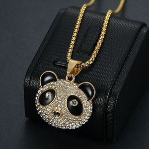 Hip Hop Animal Panda cabeza moneda Iced Out CZ impermeable colgante de acero inoxidable joyería de moda collares para hombres mujeres al por mayor - Product Image 5