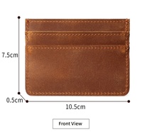 Porte-cartes vintage personnalisé avec logo, en cuir Crazy Horse, multi-fentes, minimaliste, pour hommes, avec poche avant
