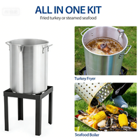 Kit de cuisson extérieur complet en aluminium de 30 Qt avec brûleur au propane, friteuse à dinde et marmite à fruits de mer, incluant un couvercle pour Thanksgiving