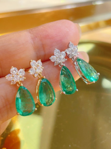 Xinfly Hot Sale Solid 18K Gold Natural <b>Emerald</b> <b>Stud</b> Earrings AU750 Fine Jewelry Daily Wear Ready to Ship - Product Image 5