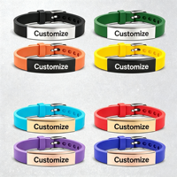 Bracelet en silicone réglable Ywyougang, bracelet avec étiquette d'identification en métal gravée sur mesure, bracelet multicolore pour souvenirs d'événements