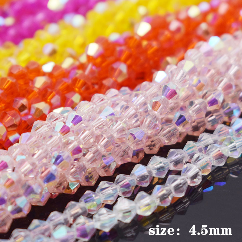 4mm 90pcs Half AB Color Bicone Crystal Glass Beads Loose Spacer Beads Austria Faceted Crystal Beads for Jewelry Making DIY