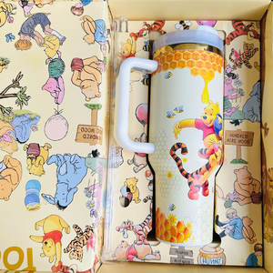 Wholesale Custom Logo Creative Cute Cartoon Bear <b>Cup</b> Double Wall Stainless Tumbler <b>Tea</b> Coffee Mug with Straw - Product Image 4