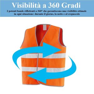 Gilet di Sicurezza Riflettente Arancione ad Alta Visibilità con Strisce Riflettenti per Edilizia e Uso nel Traffico - Product Image 3