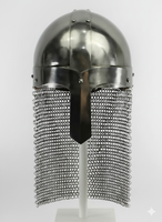 Casque viking normand de qualité supérieure en acier doux de calibre 20, finition polie avec cotte de mailles