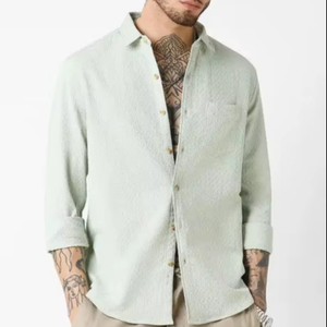 Camisa Casual de Punto 100% Algodón para Hombre, Diseño Personalizado, Cuello con Botones, Corte Ajustado, Cierre de un Solo Botón, Talla 6XL, Transpirable y de Secado Rápido - Product Image 1