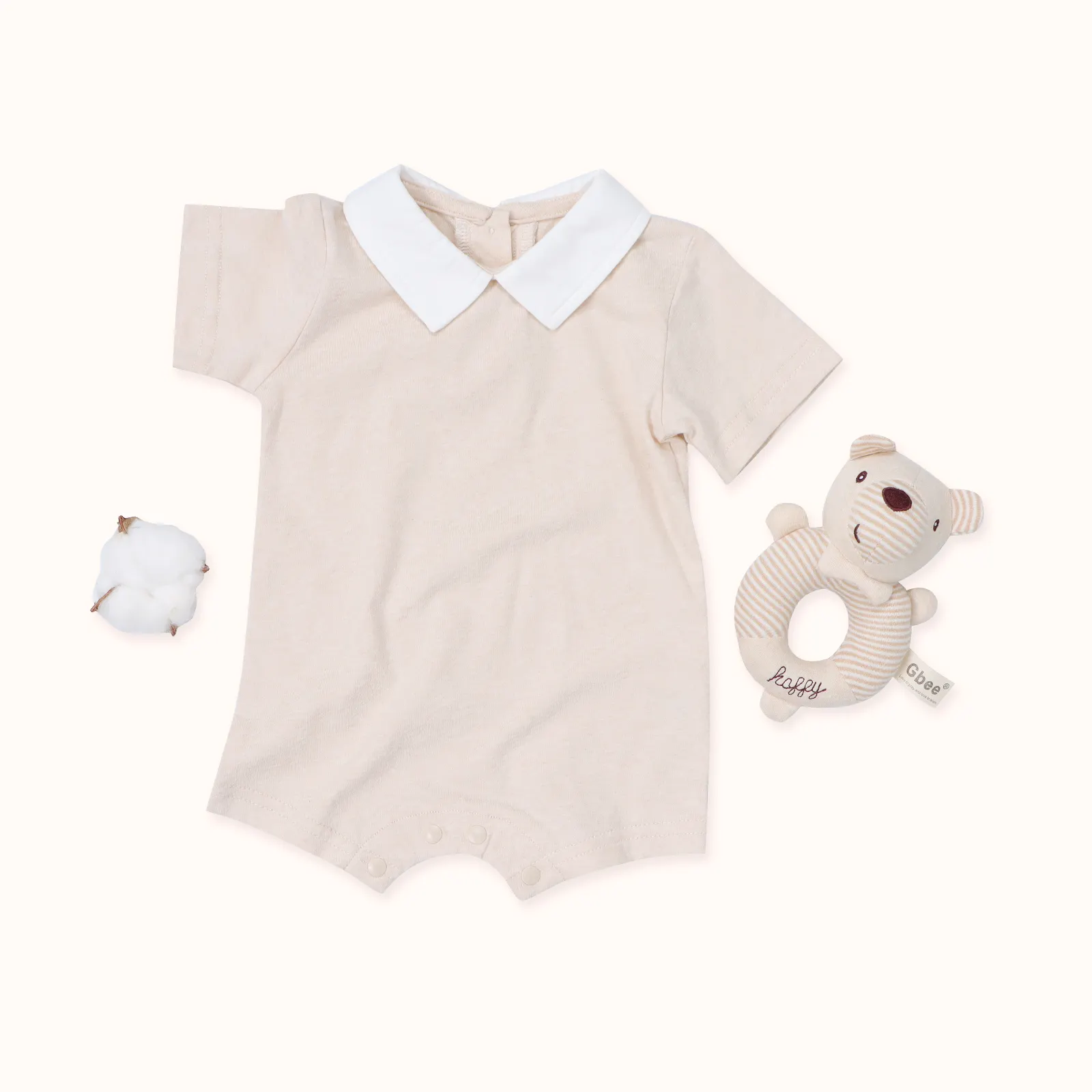 Summer lapel Collar organic Cotton Knit Newborn Baby Girls Kids Short Infant Boutique Plain Organic Baby Clothing