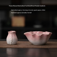 Bol à matcha en céramique à motif floral, transformé au four, support pour fouet à thé, outils de préparation, base pour brosse à matcha, ensemble de cuillères à thé, style chinois